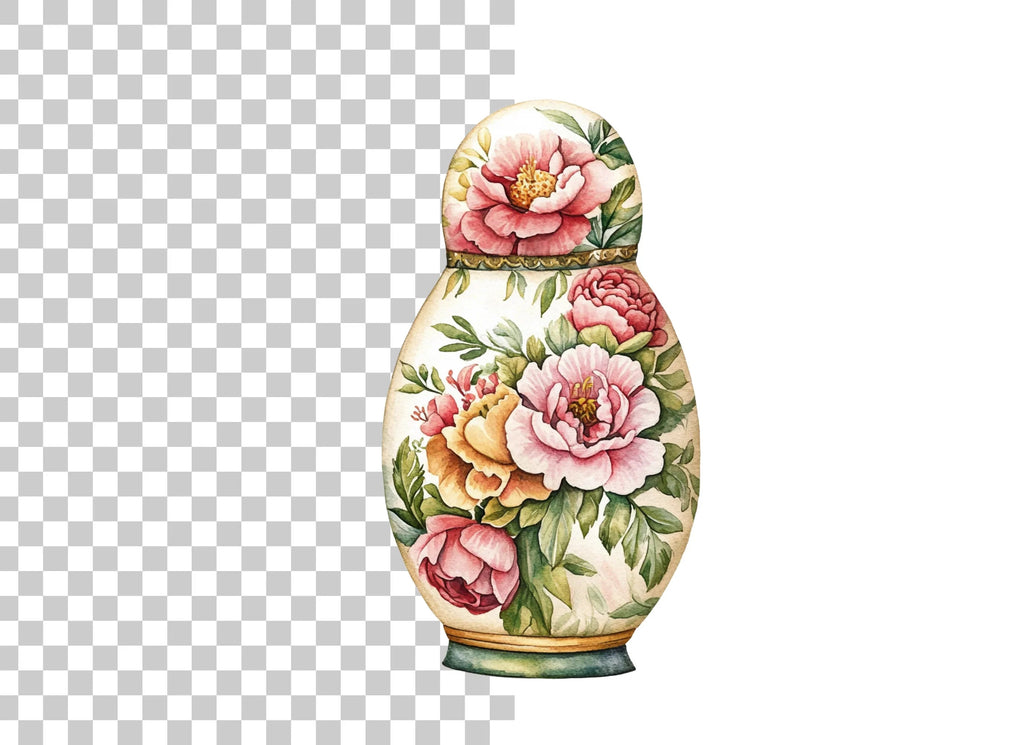Floral Matryoshka Doll Clipart Bundle
