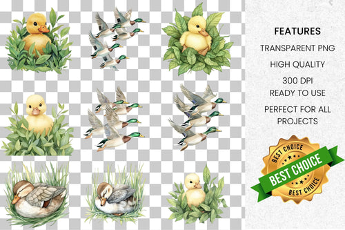 Adorable Duckling and Duck Clipart Bundle