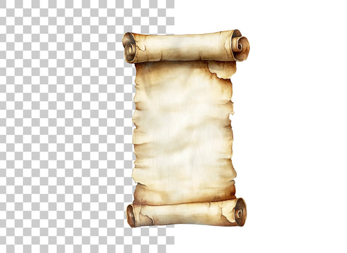 Aged Scroll Unfurled Parchment Clipart Bundle