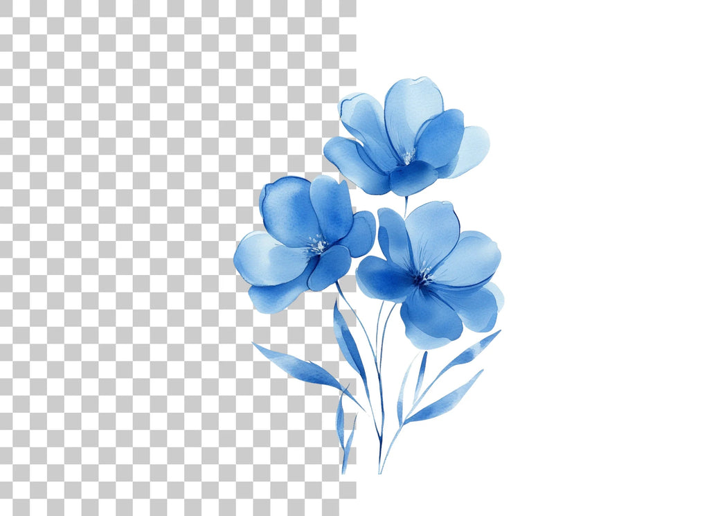 Elegant Blue Floral Clipart Bundle