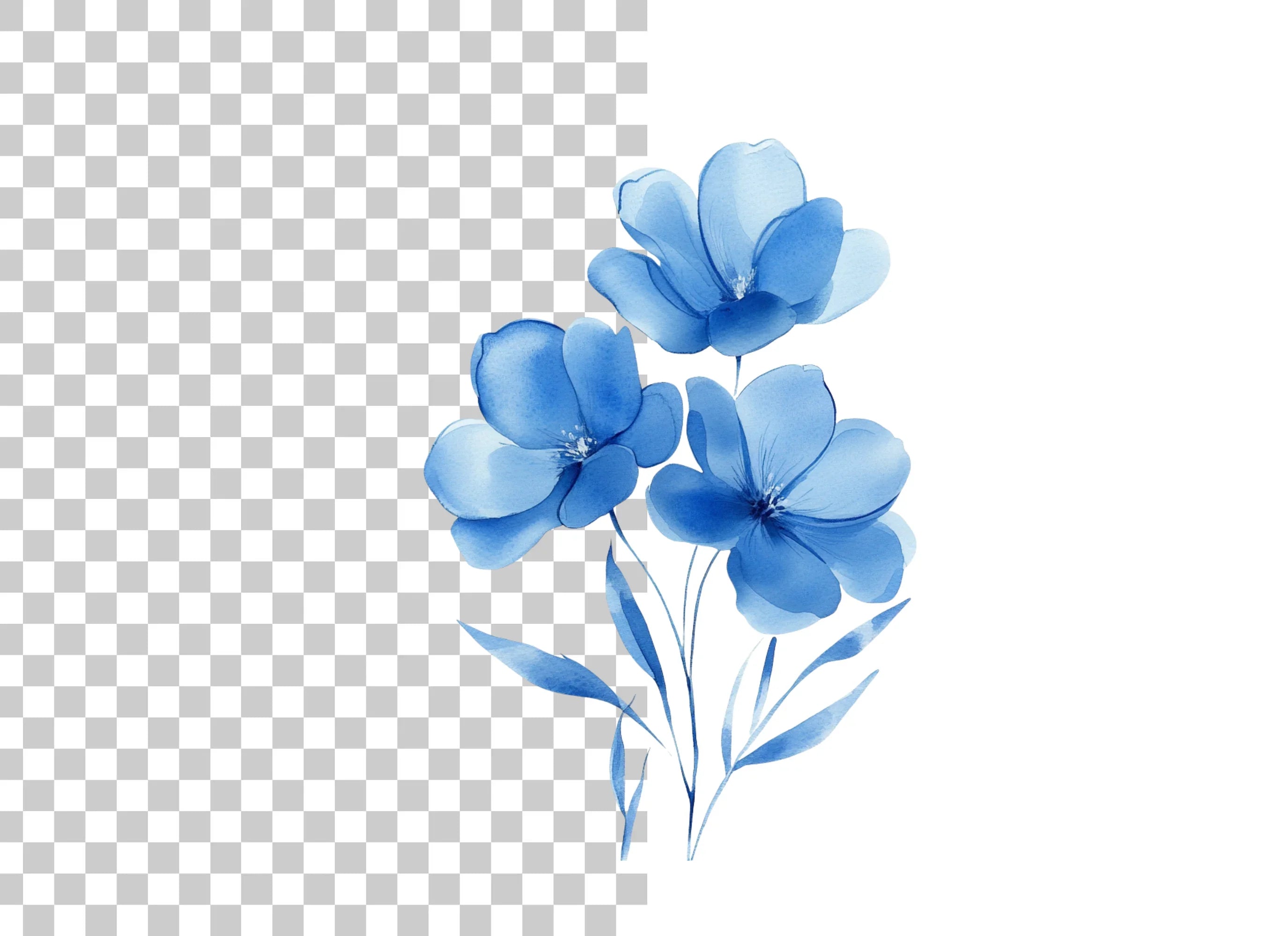 Elegant Blue Floral Clipart Bundle
