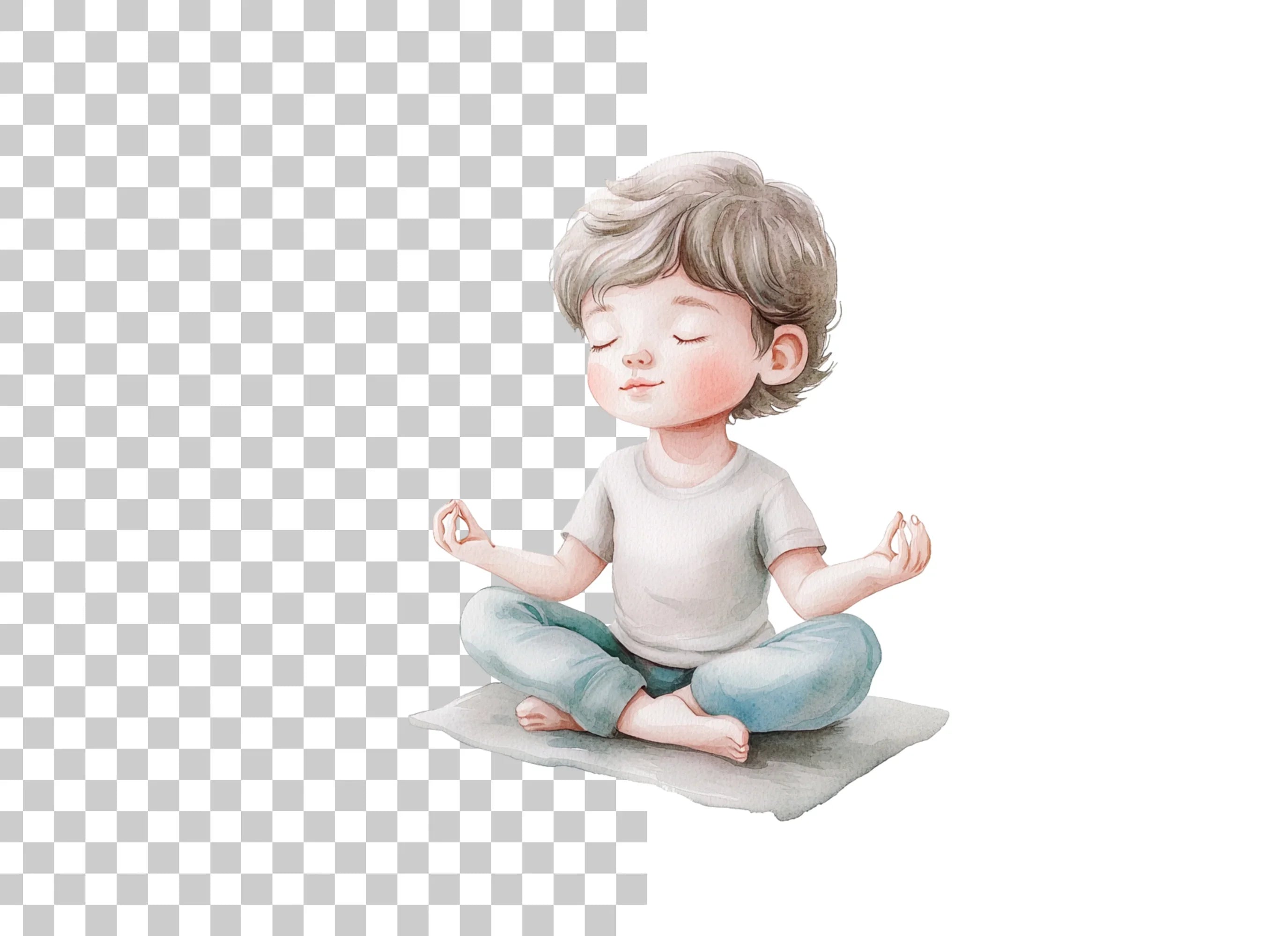 Children Meditating Clipart Bundle