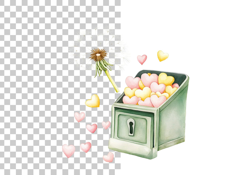 Dandelion and Heart Chest Clipart Bundle
