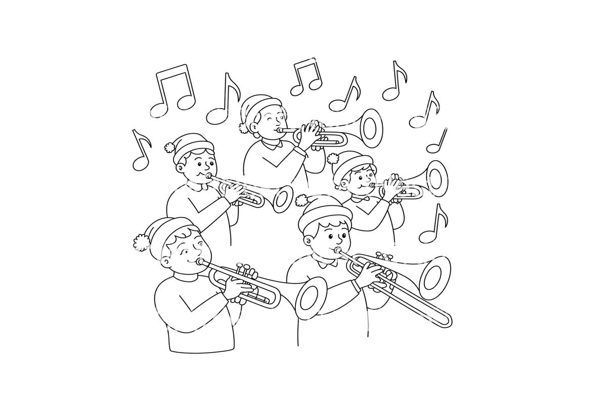 Christmas Stage Elf Musicians Coloring Books