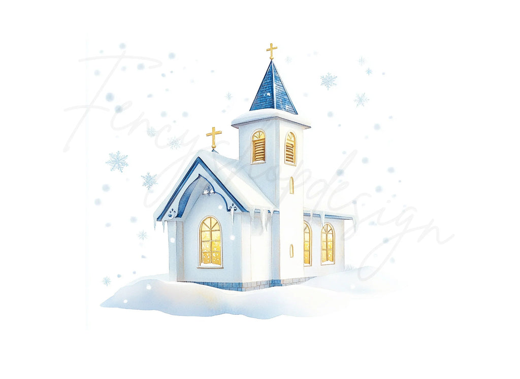 Winter Church Clipart Bundle