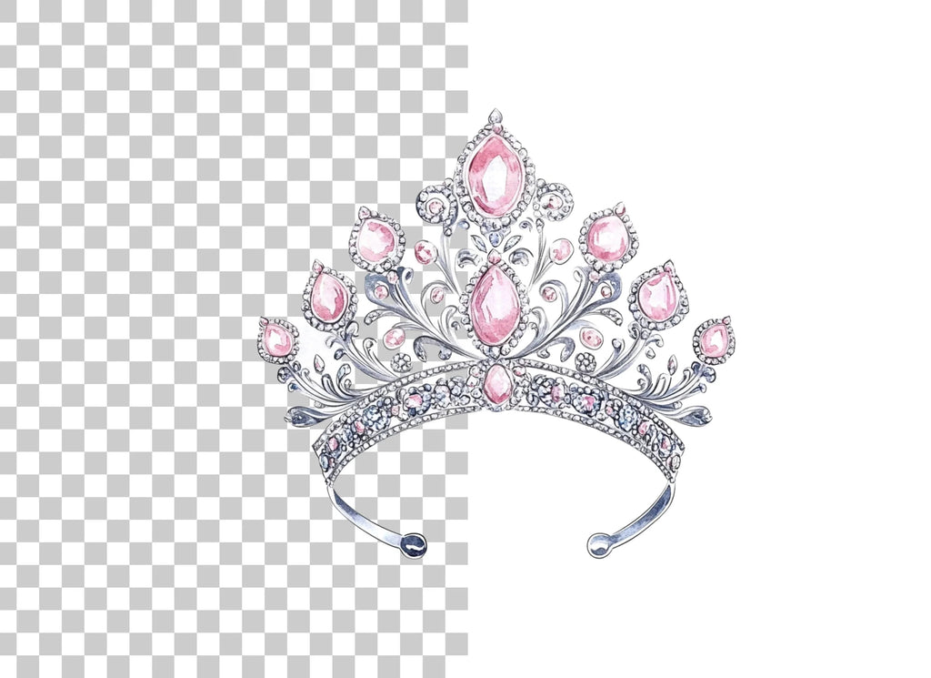 Elegant Silver and Pink Tiara Clipart Bundle