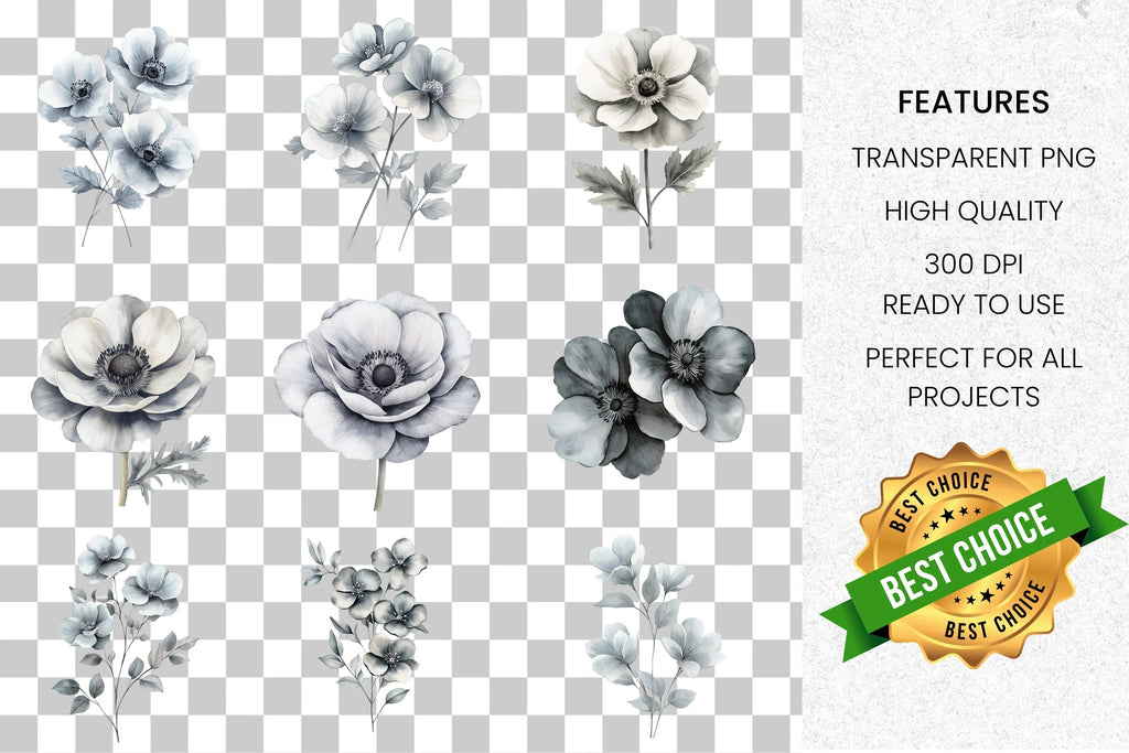Elegant Muted Floral Clipart Bundle