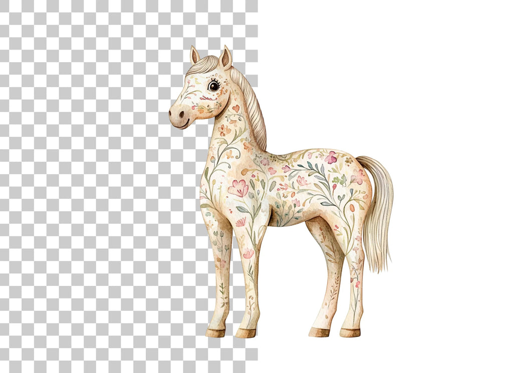 Floral Horses Clipart Bundle