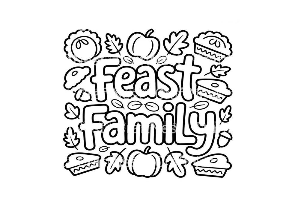 Feast Family Thanksgiving Coloring Books