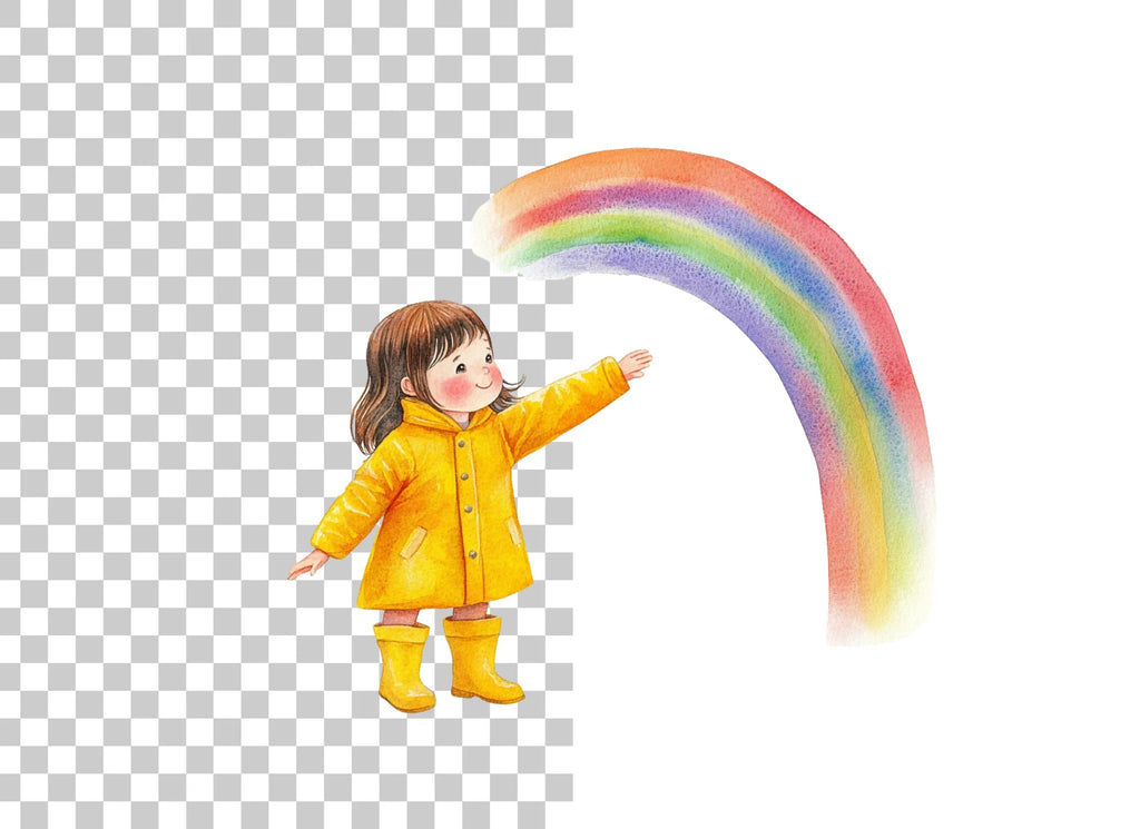 Happy Girl with Rainbow Clipart Bundle