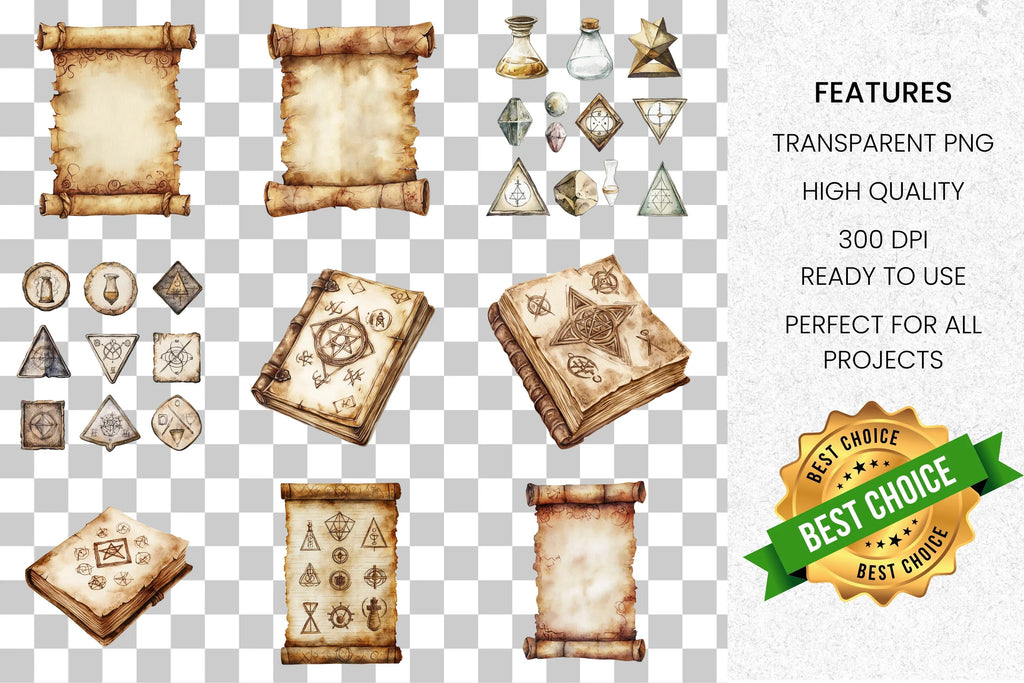 Mystical Alchemy Magic Clipart Bundle