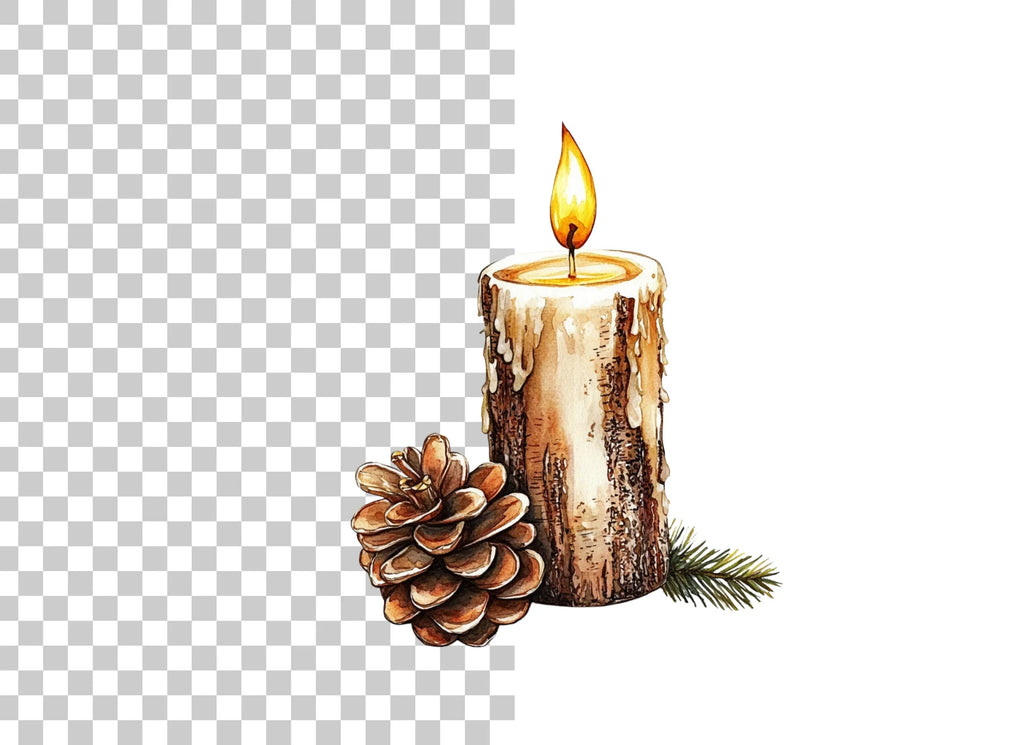 Hand Painted Holiday Candle Clipart Bundle
