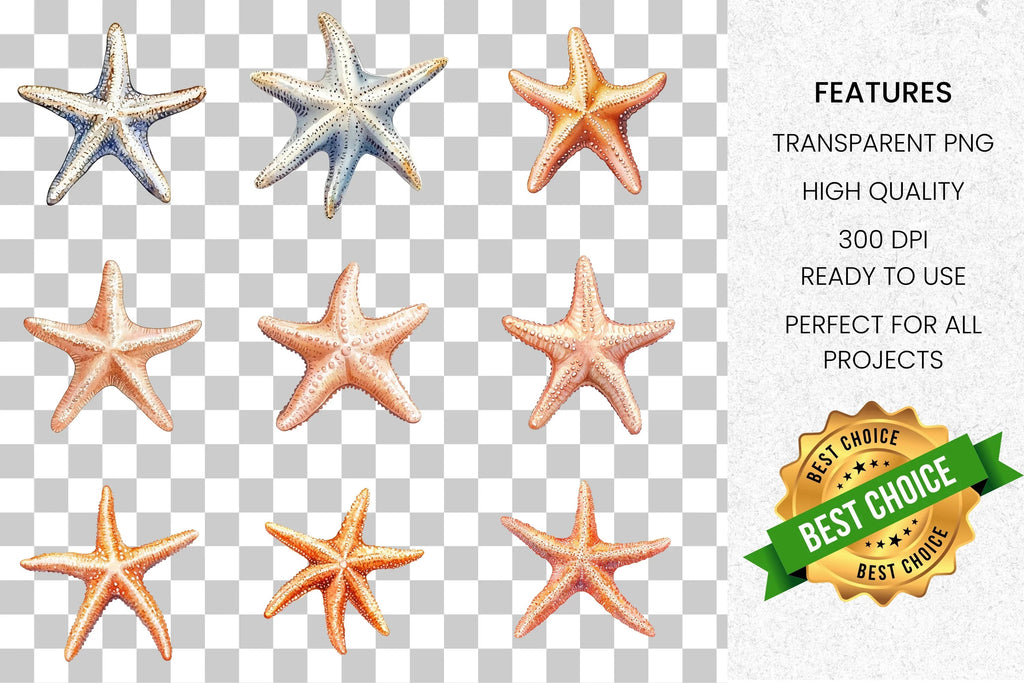 Coastal Starfish Clipart Bundle