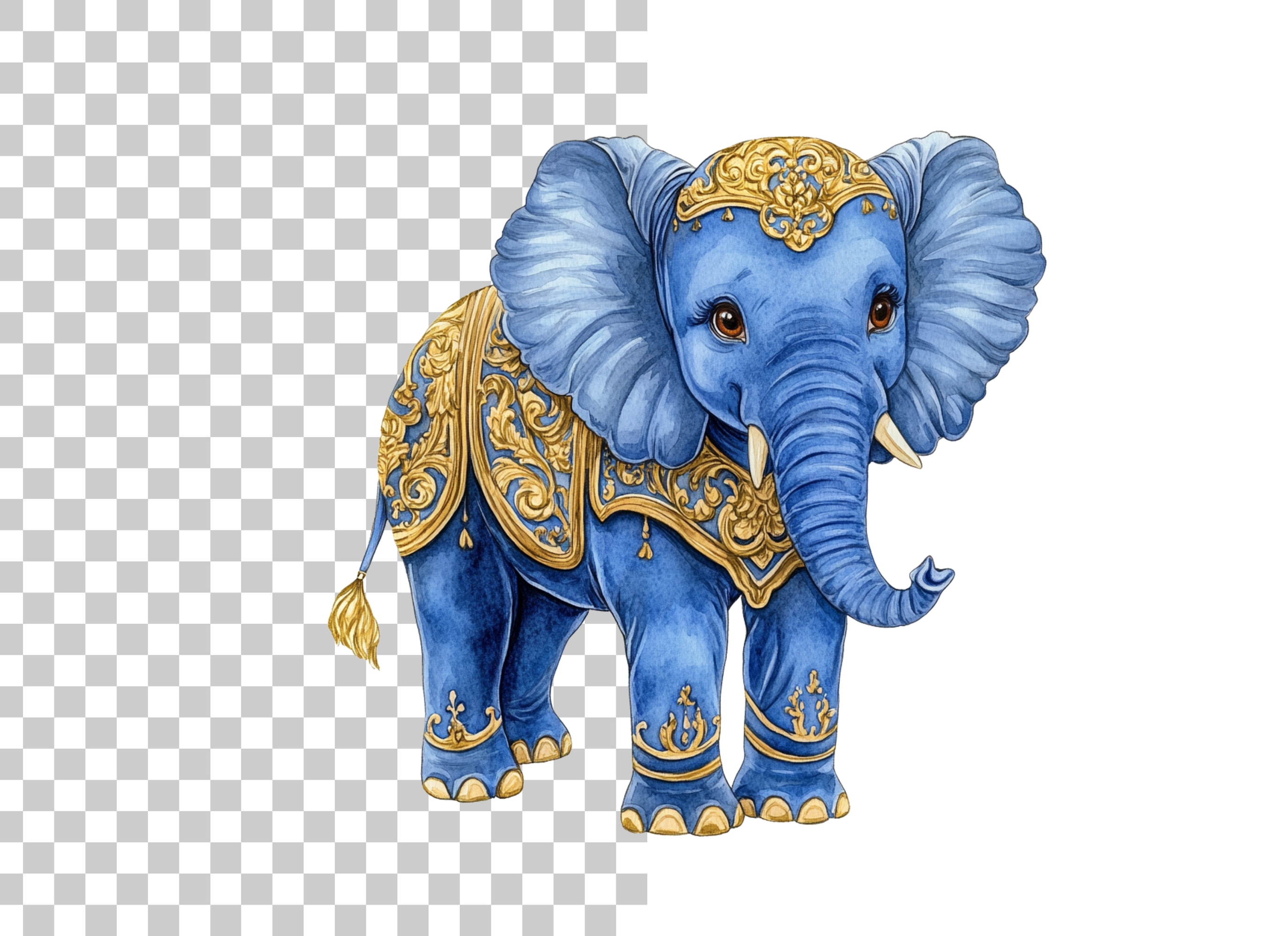 Cute Baby Blue Elephant Clipart Bundle