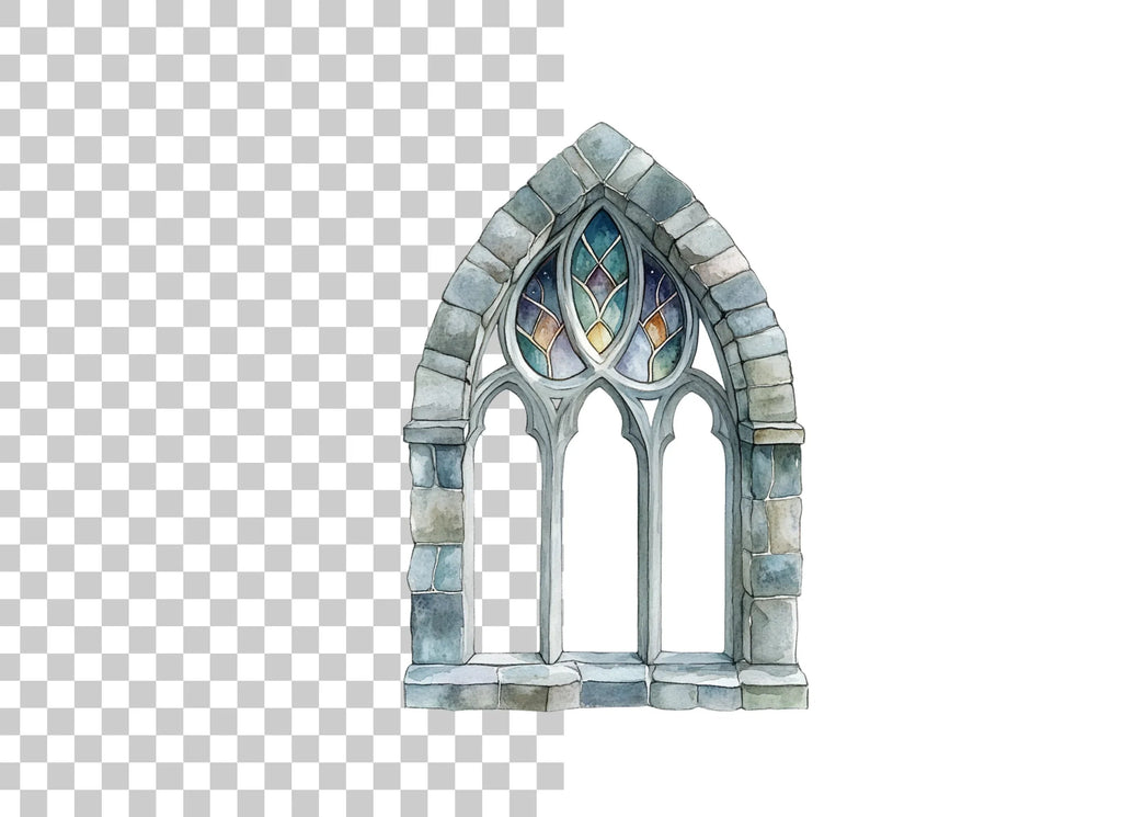 Gothic Stained Glass Window Clipart Bundle