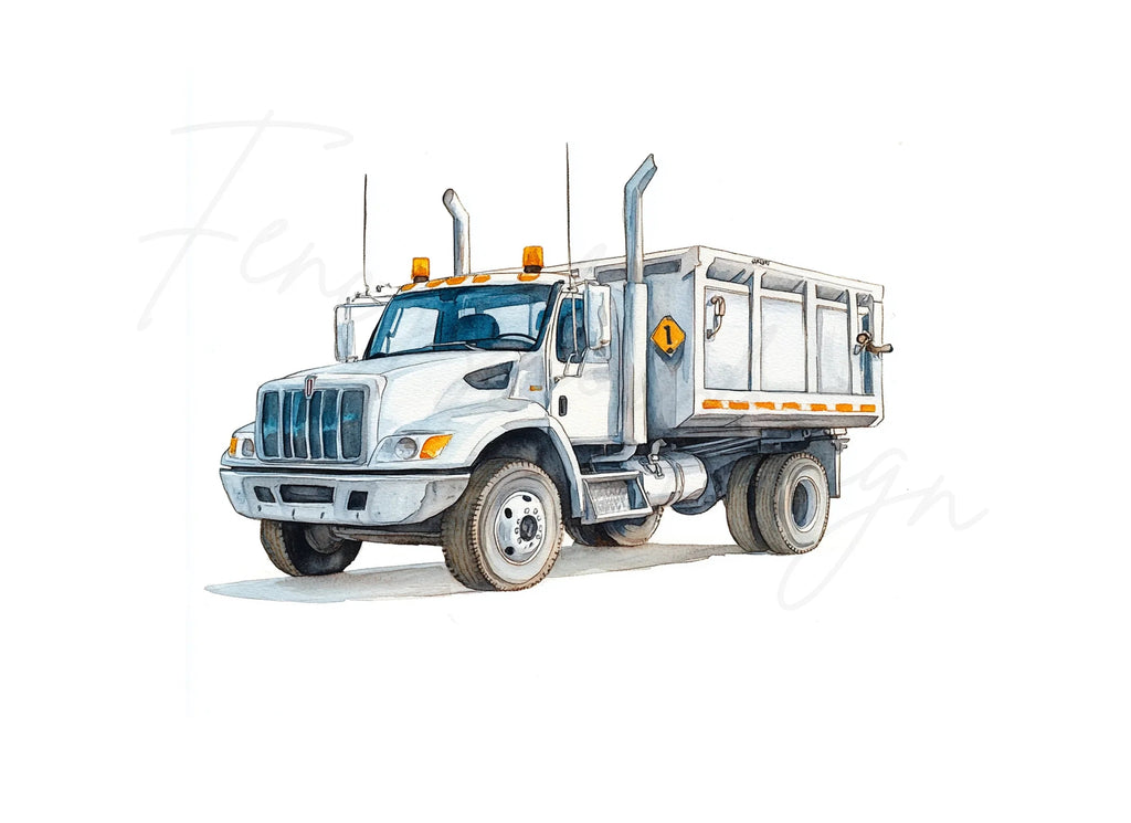 White Dump Truck Clipart Bundle