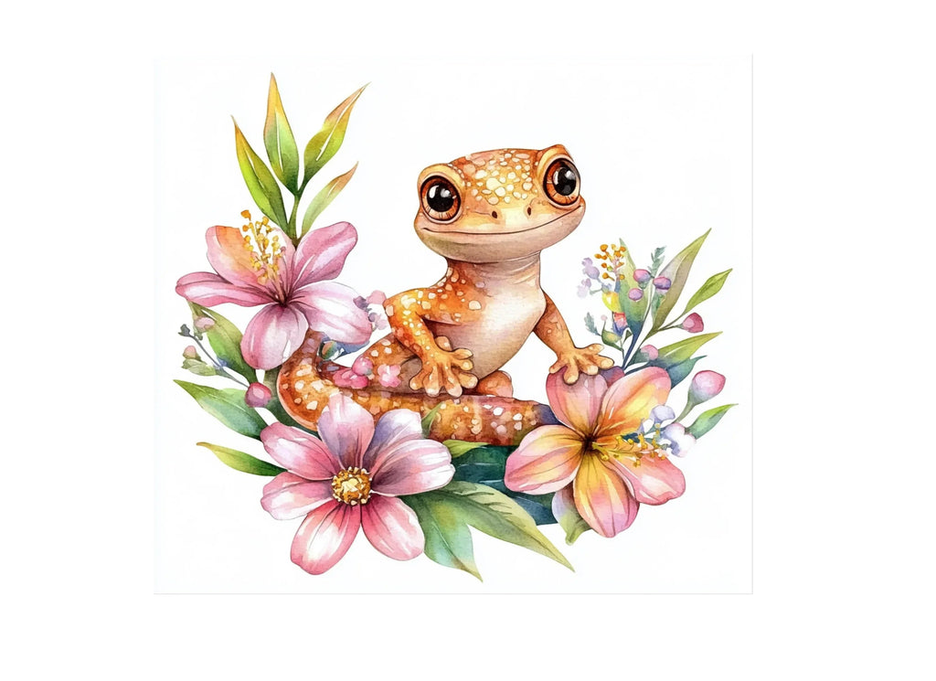 Baby Lizard and Flower Clipart Bundle