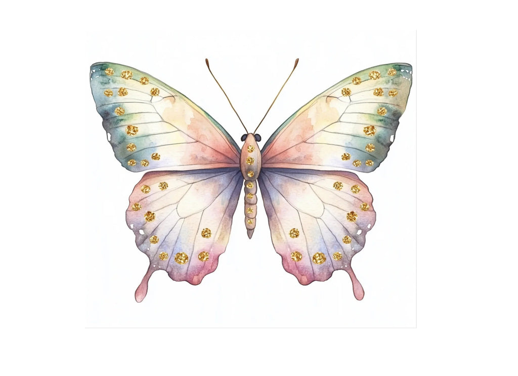 Pastel Glitter Butterfly Clipart Bundle