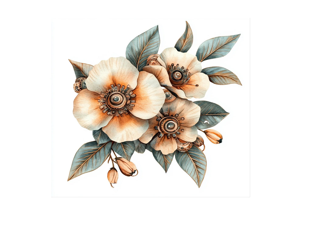 Elegant Steampunk Flower Bouquets Clipart Bundle