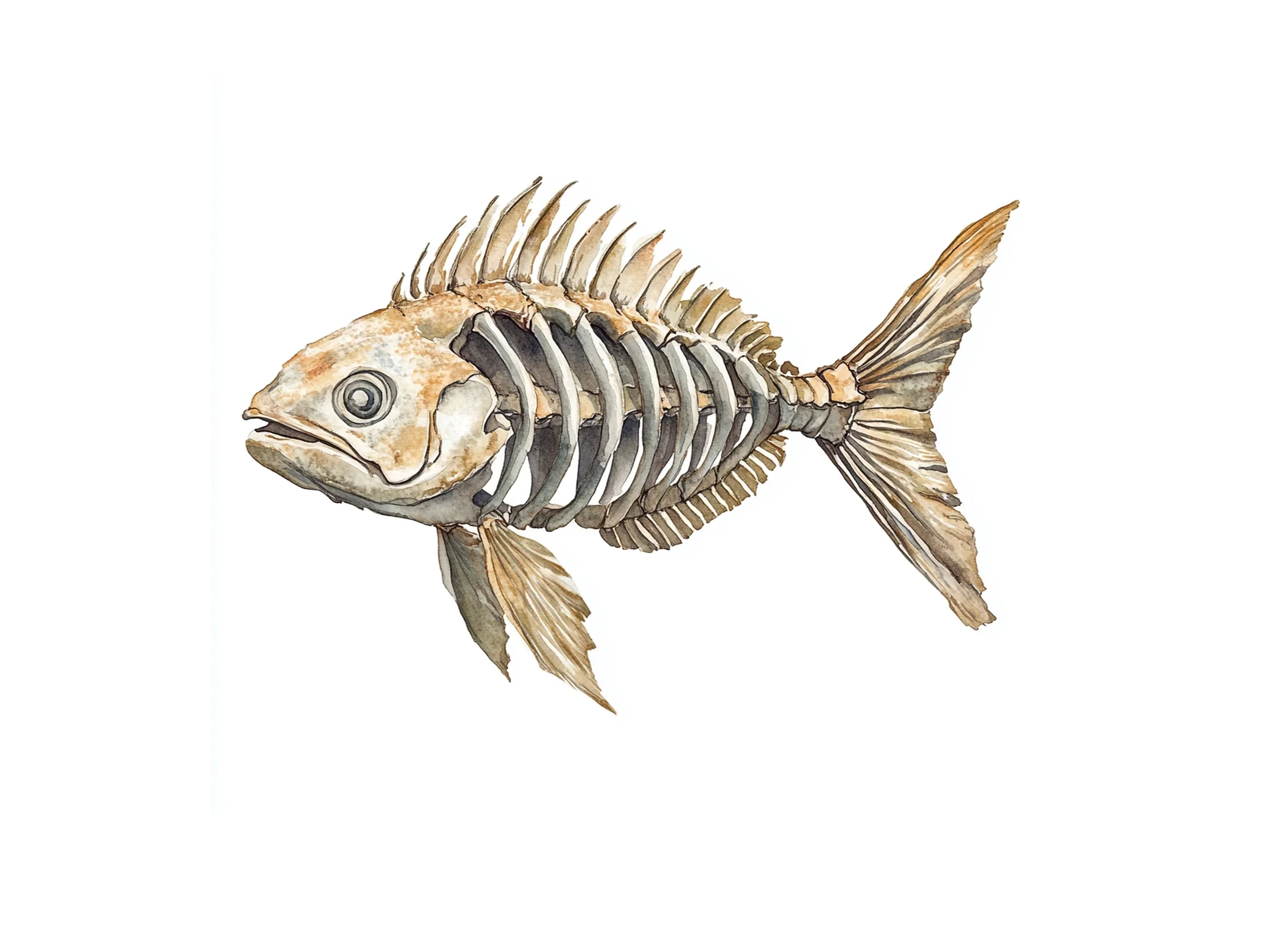 Fish Skeleton Clipart Bundle
