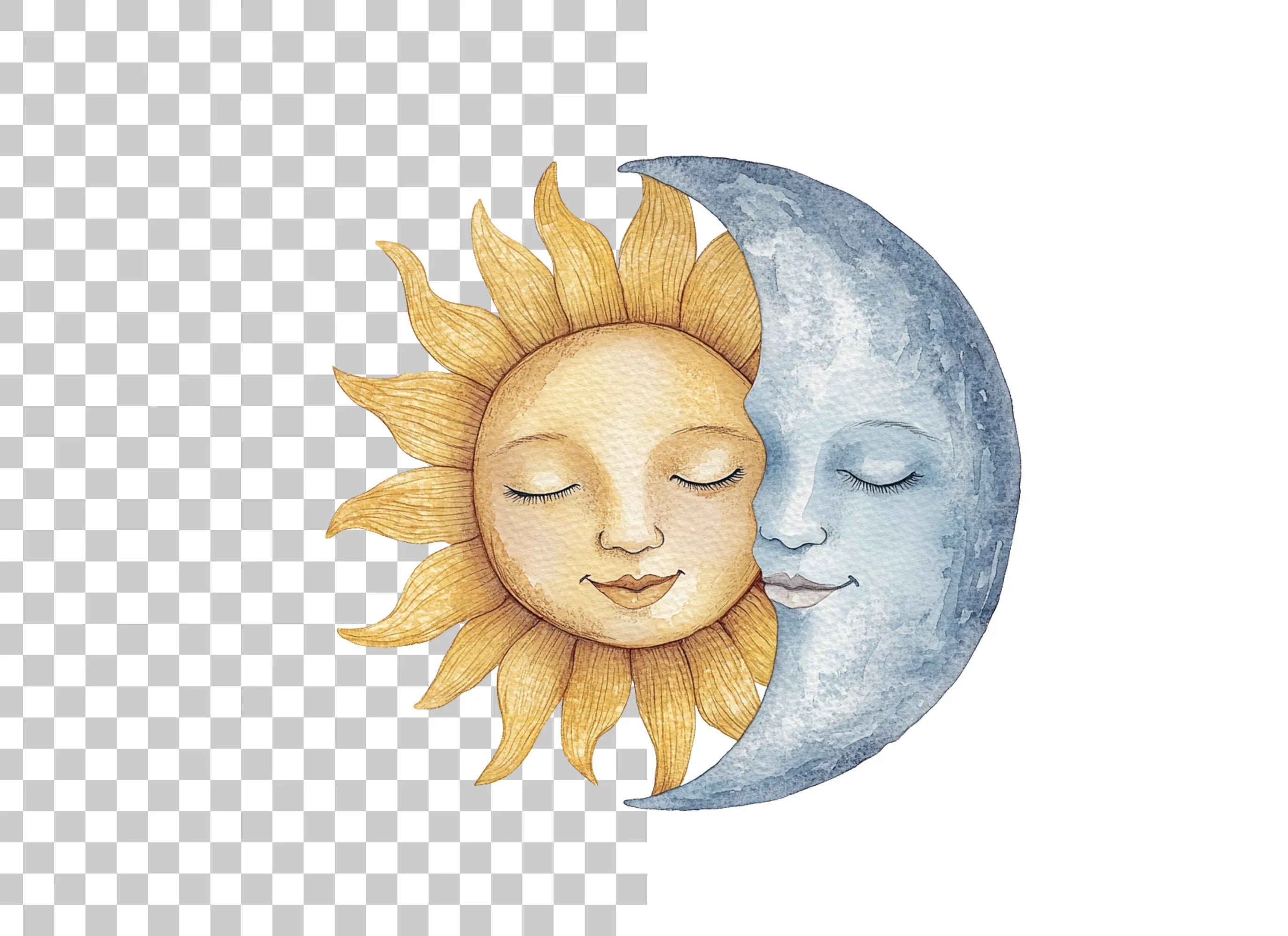 Pastel Sun and Moon Clipart Bundle
