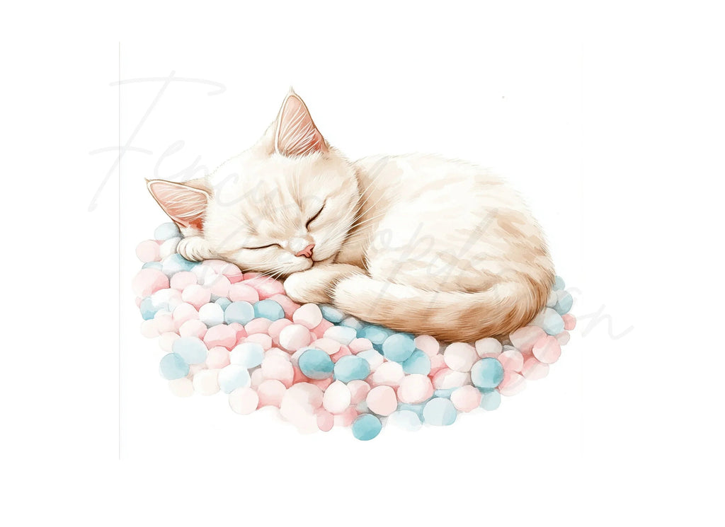 Sleeping Kitten on Candy Clipart Bundle