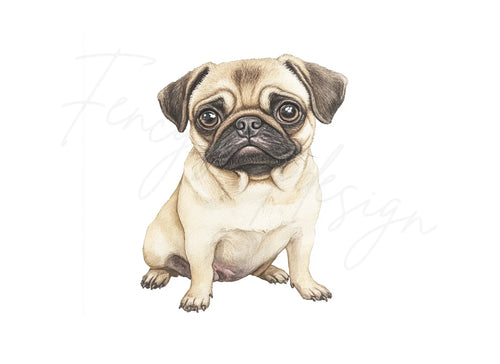 Adorable Pug Puppy Clipart Bundle