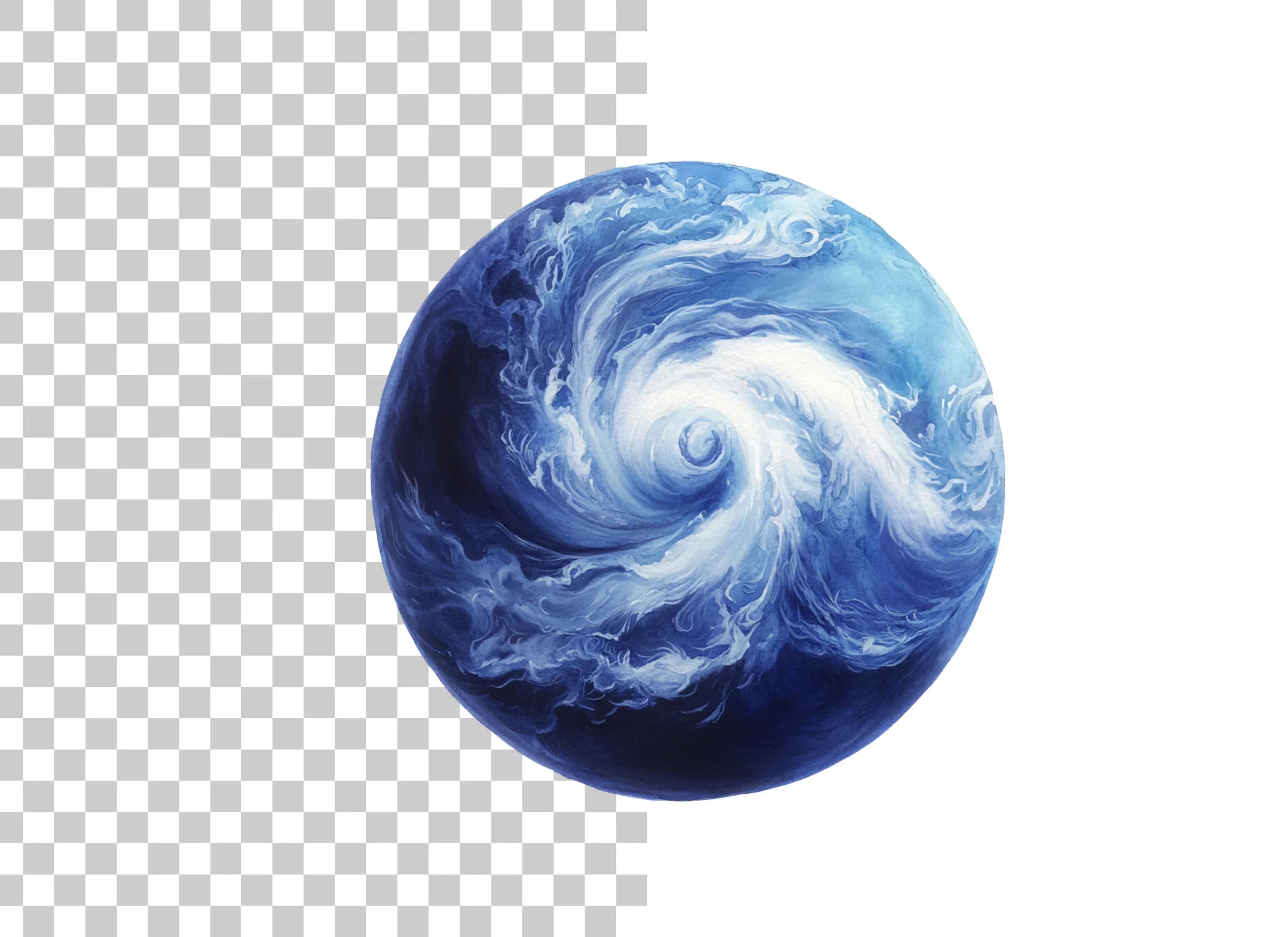 Blue Swirling Abstract Planet Clipart Bundle