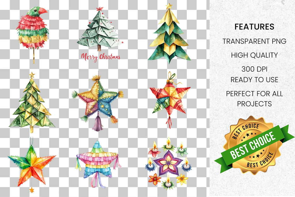 Christmas Mandala Santa Hat Clipart Bundle