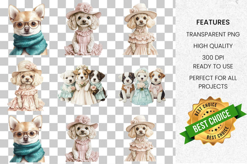 Adorable Dressed Dogs Clipart Bundle