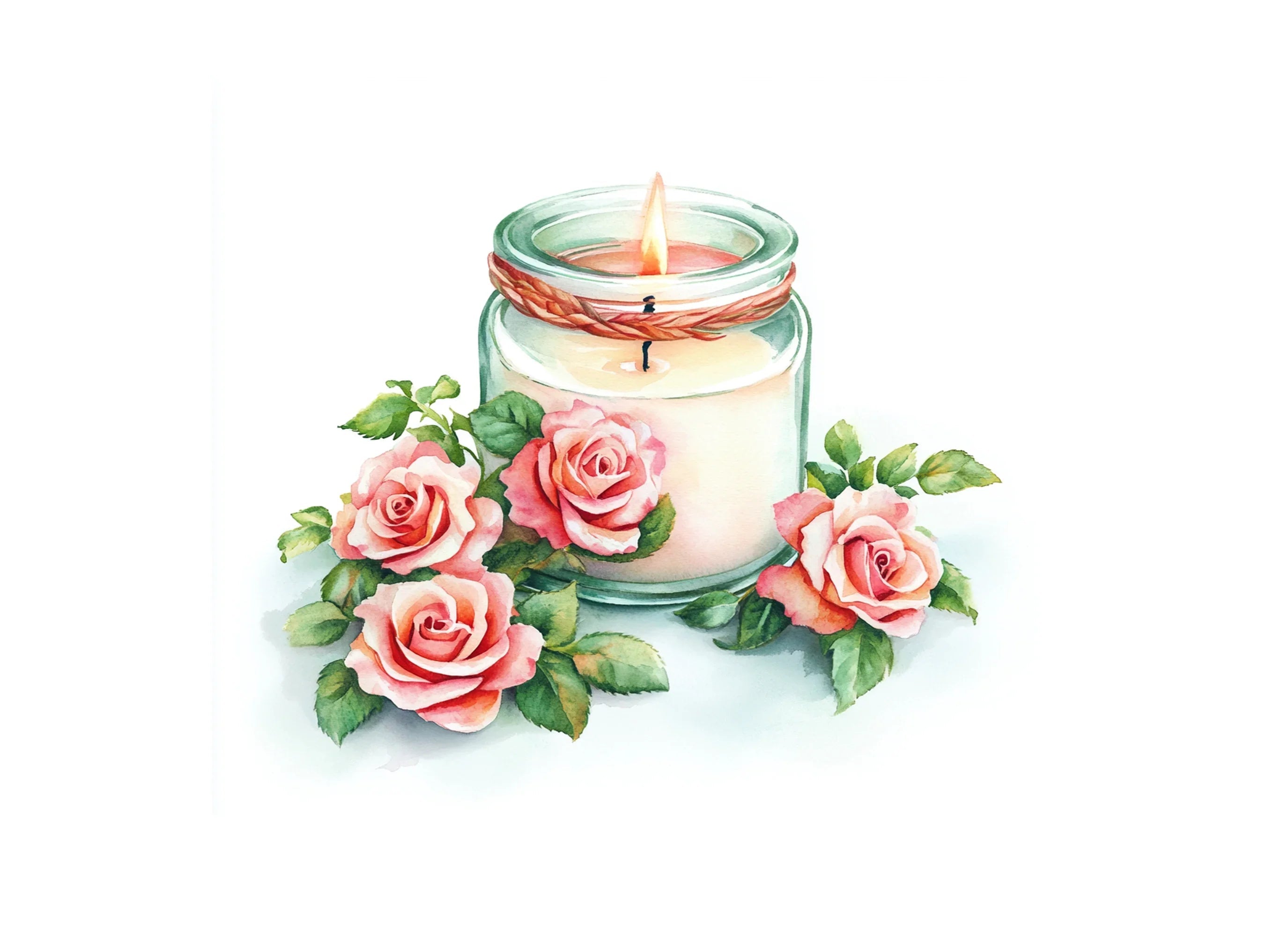 Pink Roses Candle Clipart Bundle