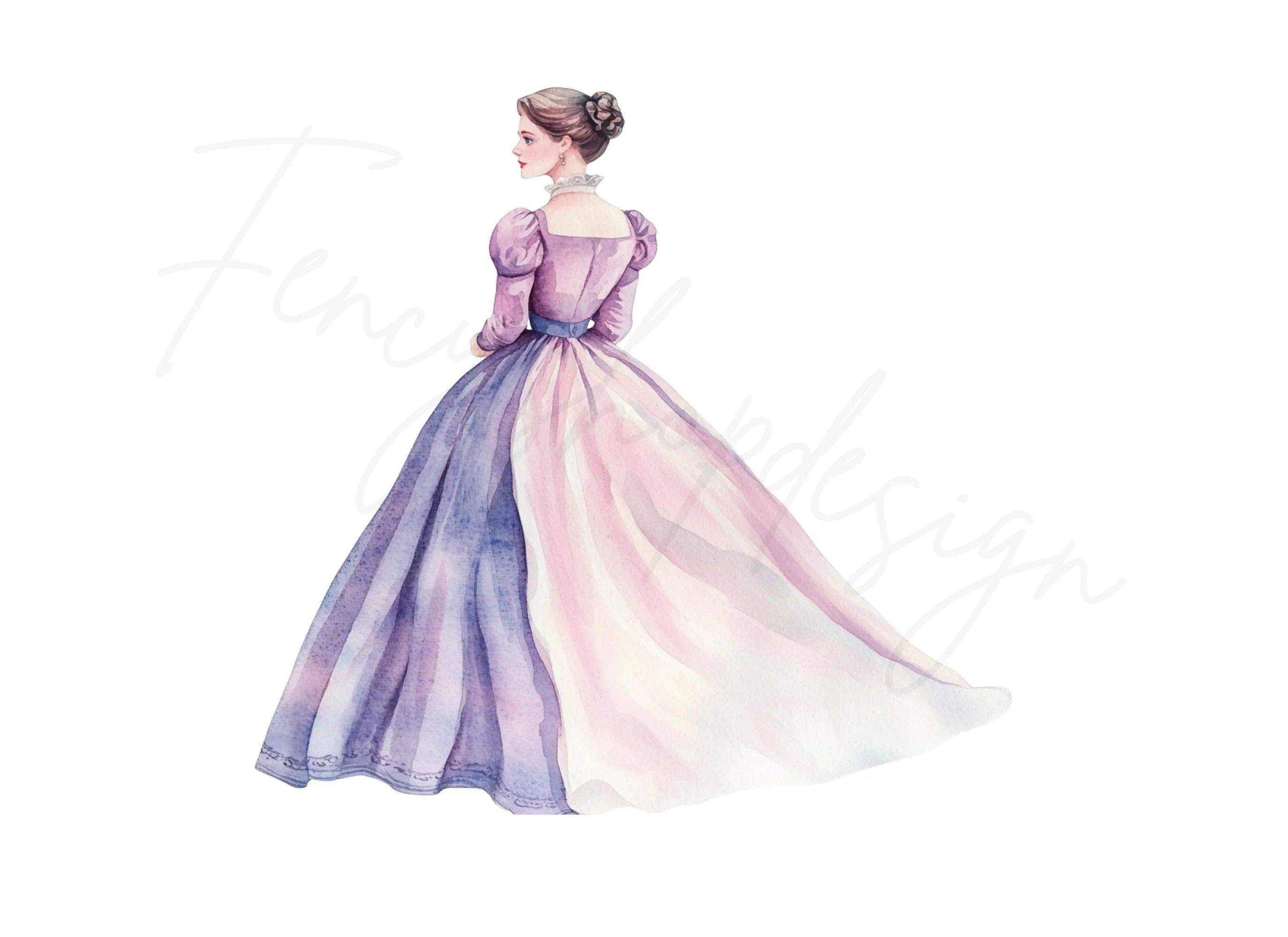 Regal Victorian Gown Clipart Bundle