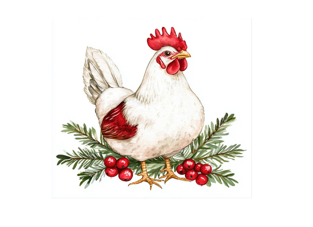 Festive Christmas Chicken Clipart Bundle