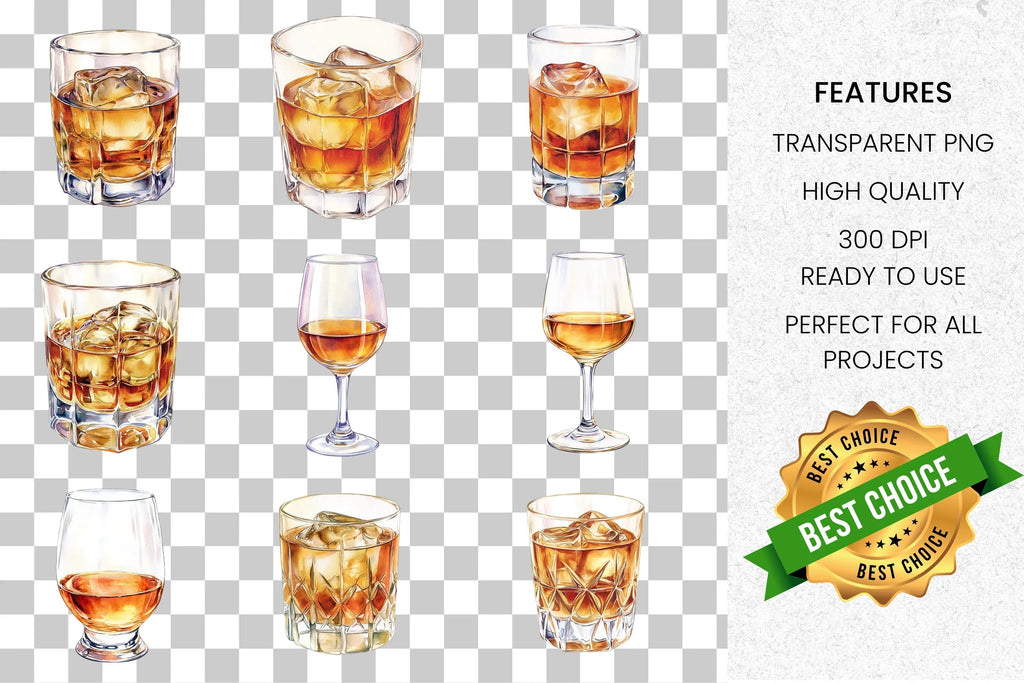 Whiskey Bourbon Clipart Bundle