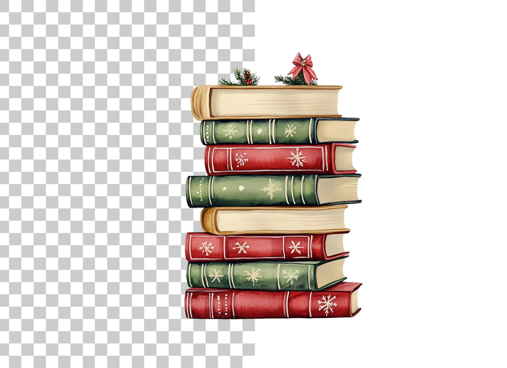 Christmas Books Stack Clipart Bundle
