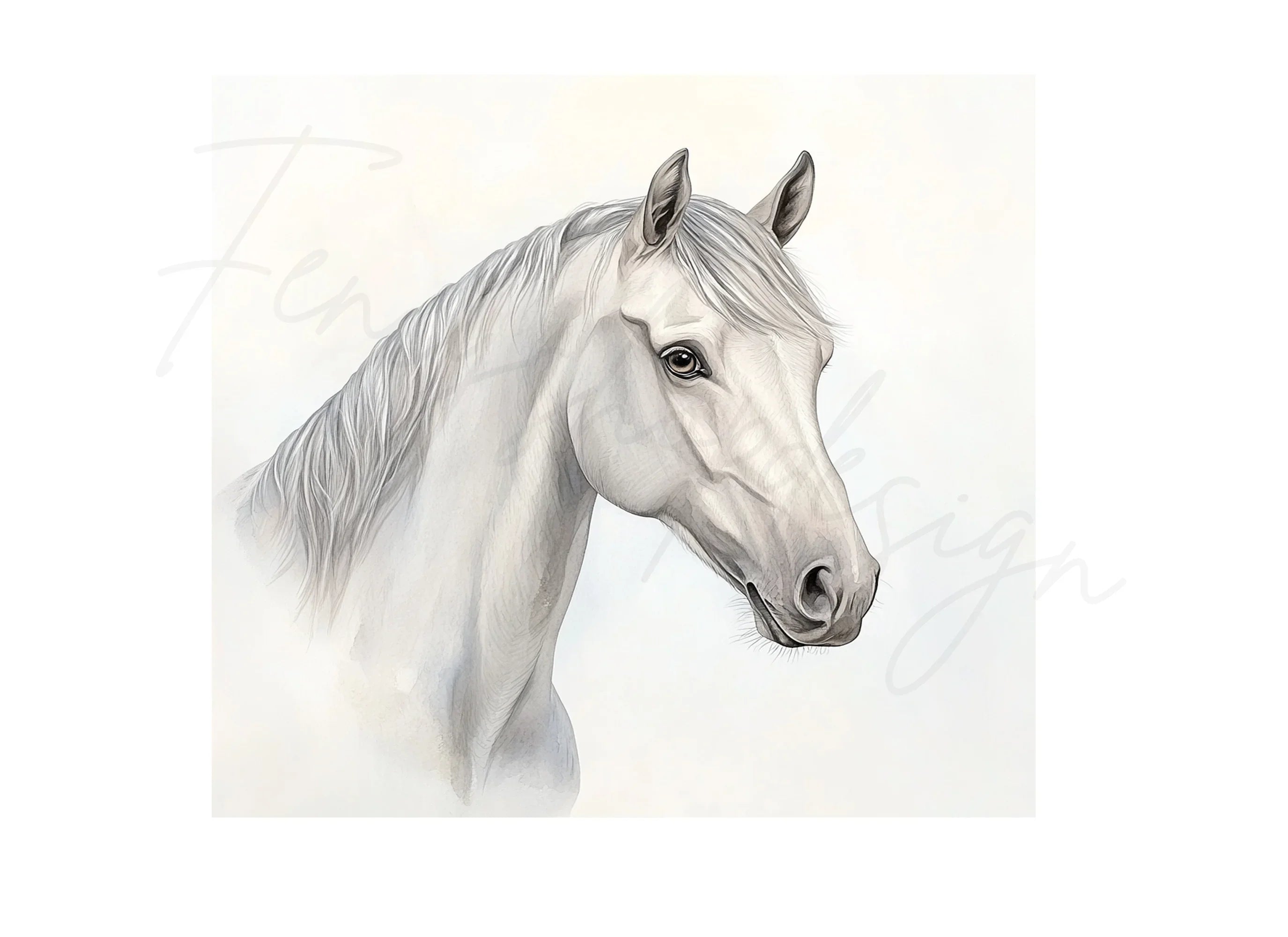Beautiful White Horse Head Clipart Bundle