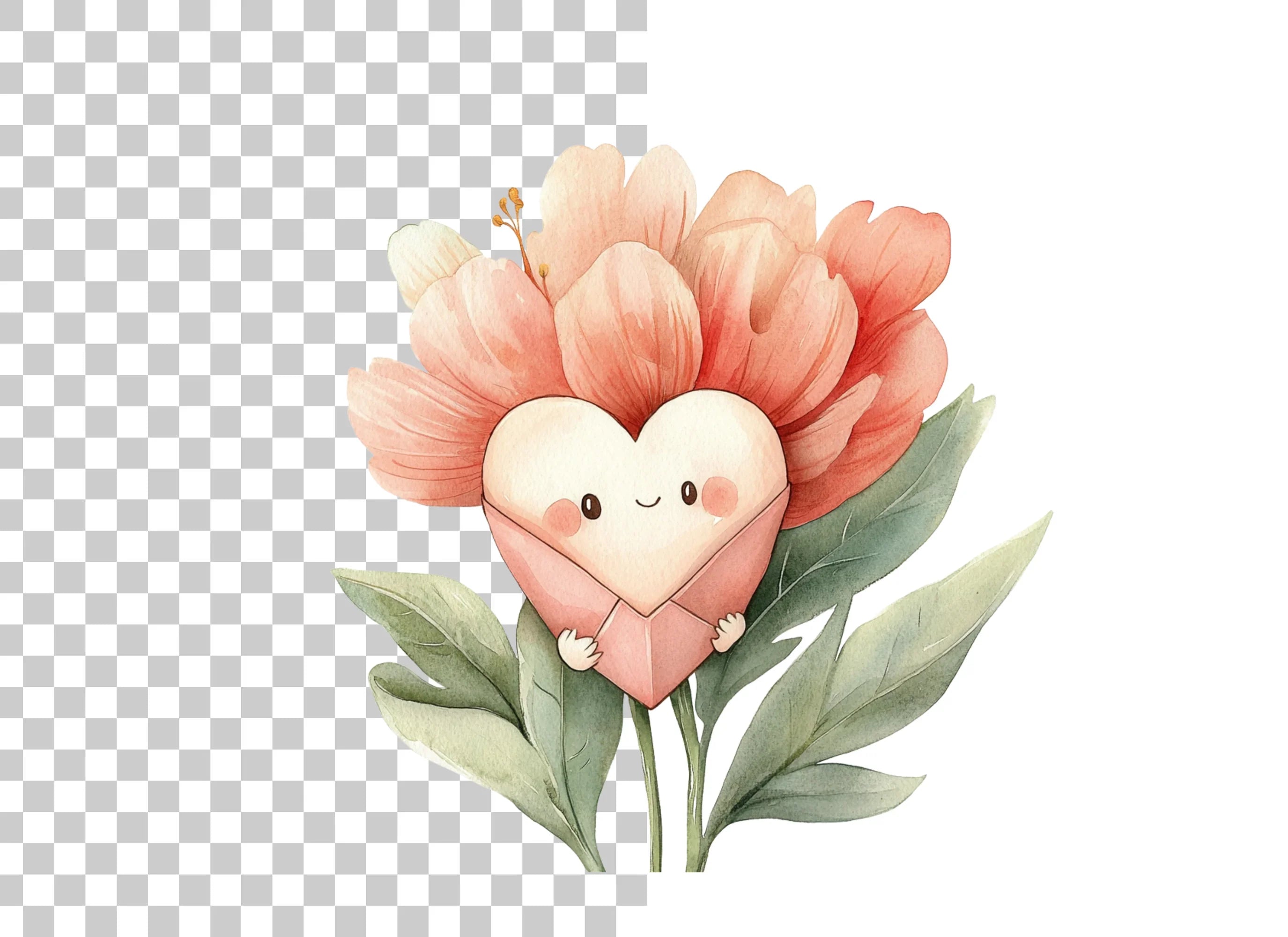 Floral Heart Characters Clipart Bundle