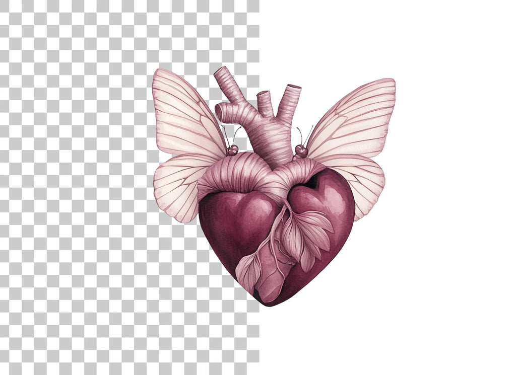 Butterfly Winged Heart Clipart Bundle