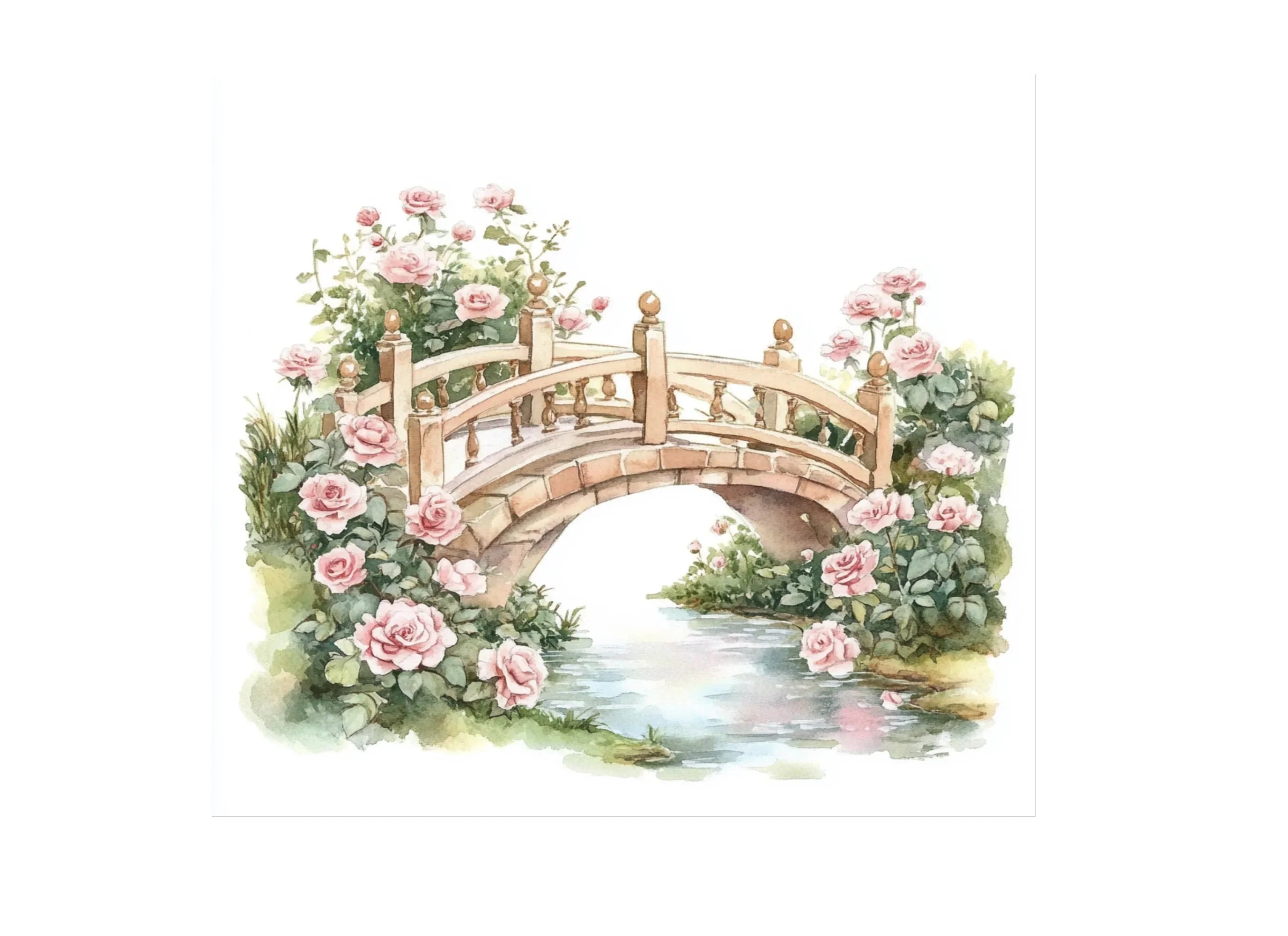 Bridges with Pink Roses Clipart Bundle