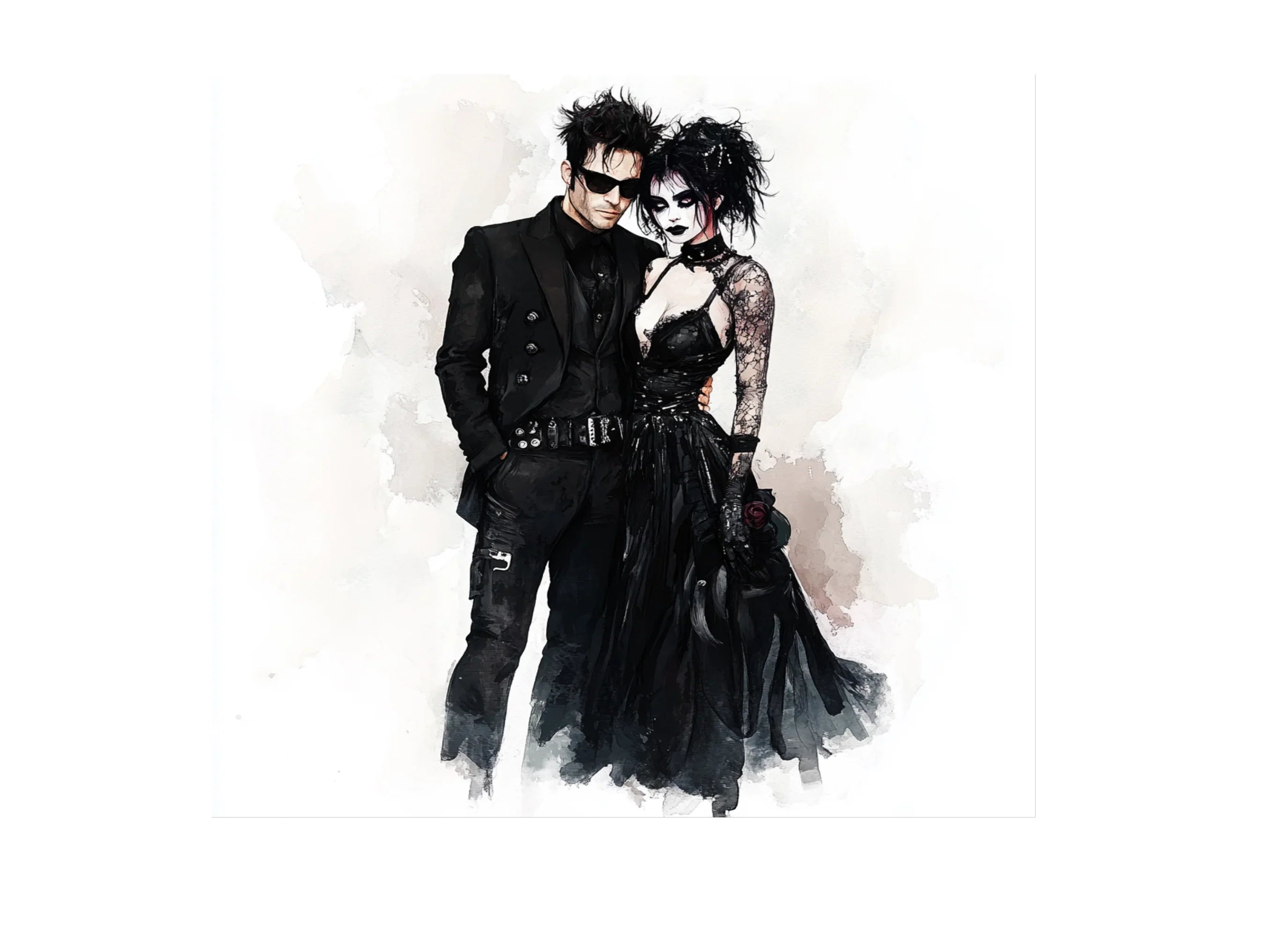 Gothic Wedding Couple Clipart Bundle