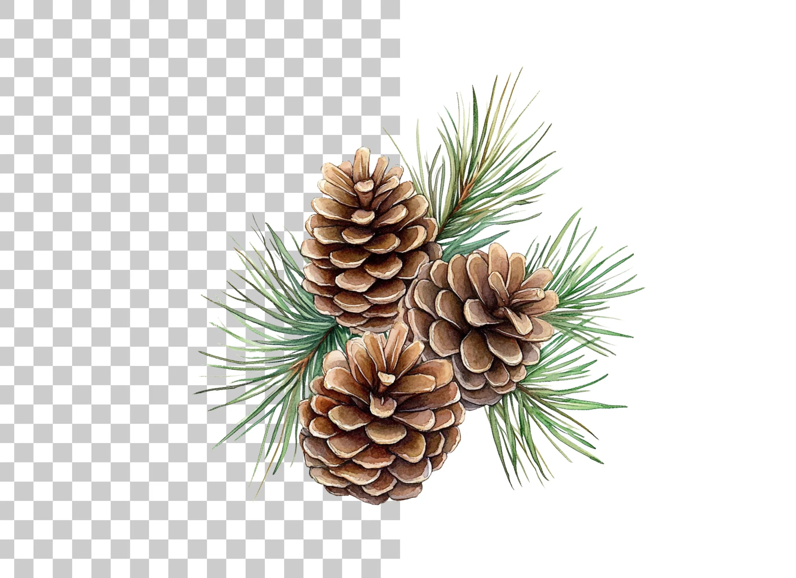 Pine Cones and Needles Clipart Bundle