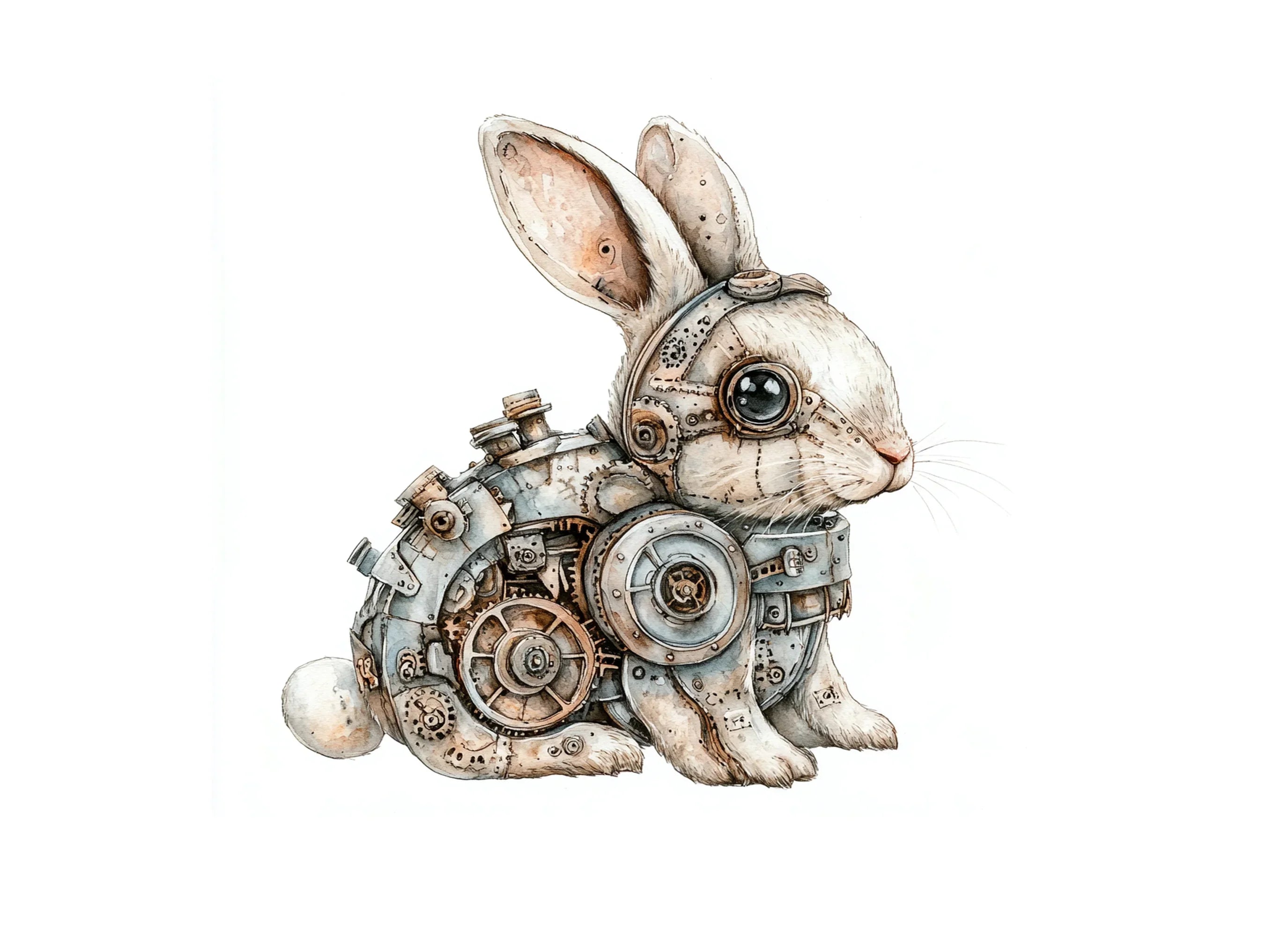 Rustic Steampunk Rabbit Clipart Bundle