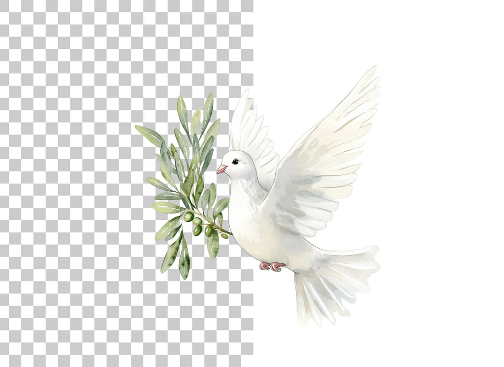 Flying Doves with Olive Branches Clipart Bundle