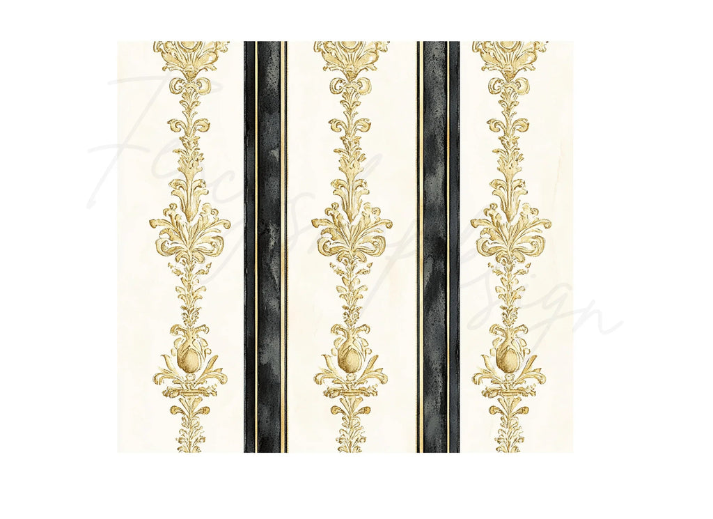 Elegant Gold Black Damask Pattern Clipart Bundle