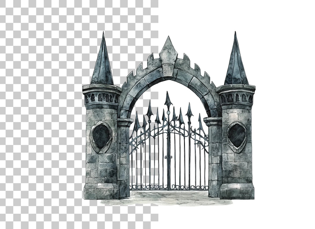 Medieval Stone Gate Clipart Bundle