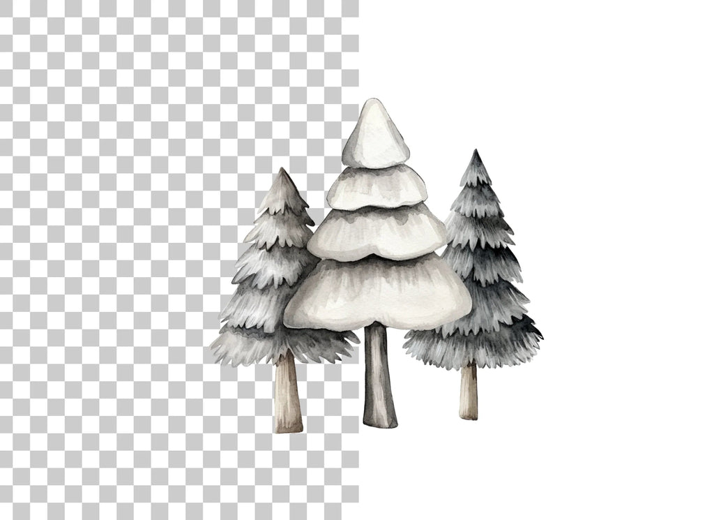 Monochrome Pine Tree Clipart Bundle