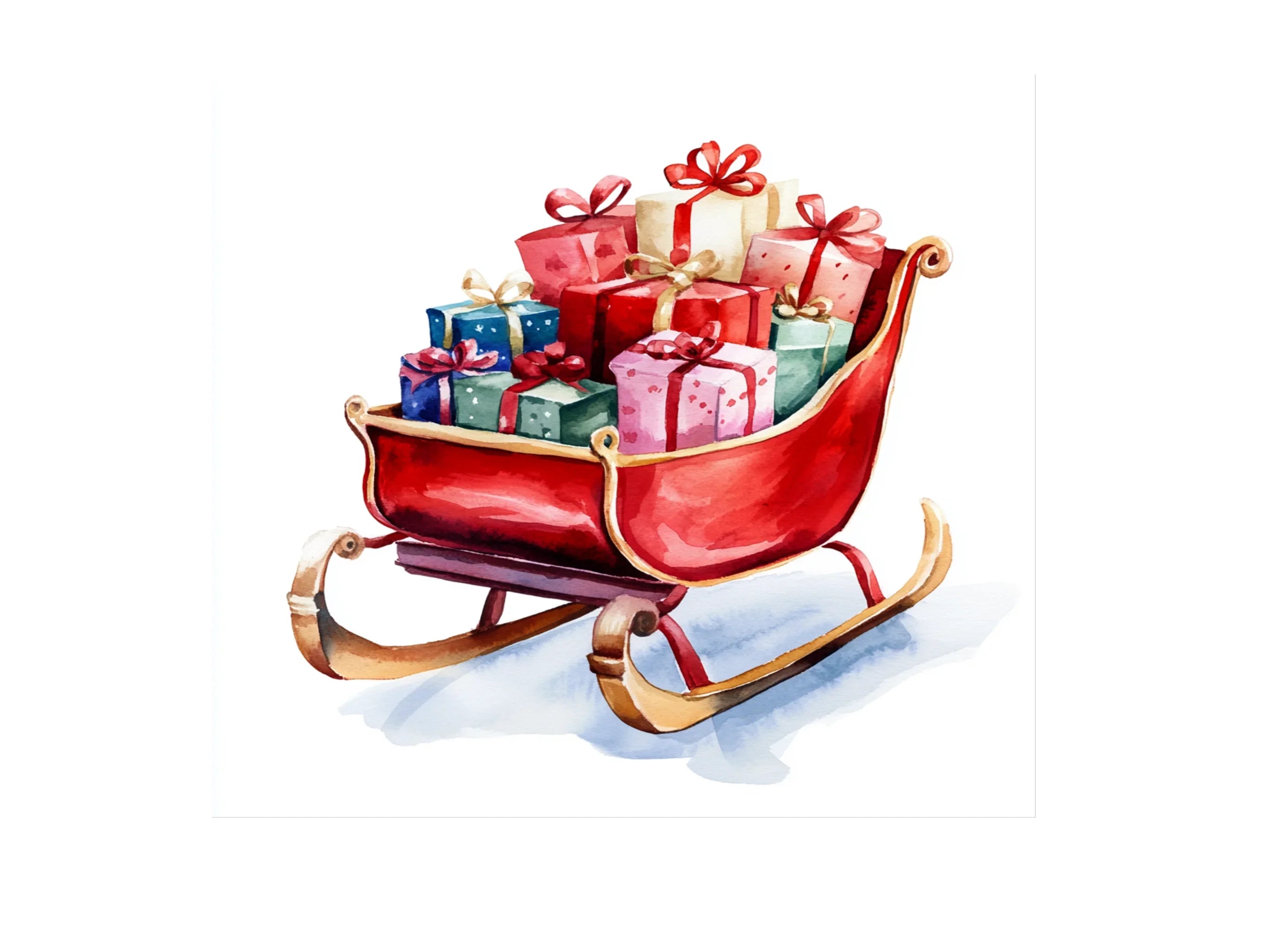 Christmas Sleighs with Gifts Clipart Bundle