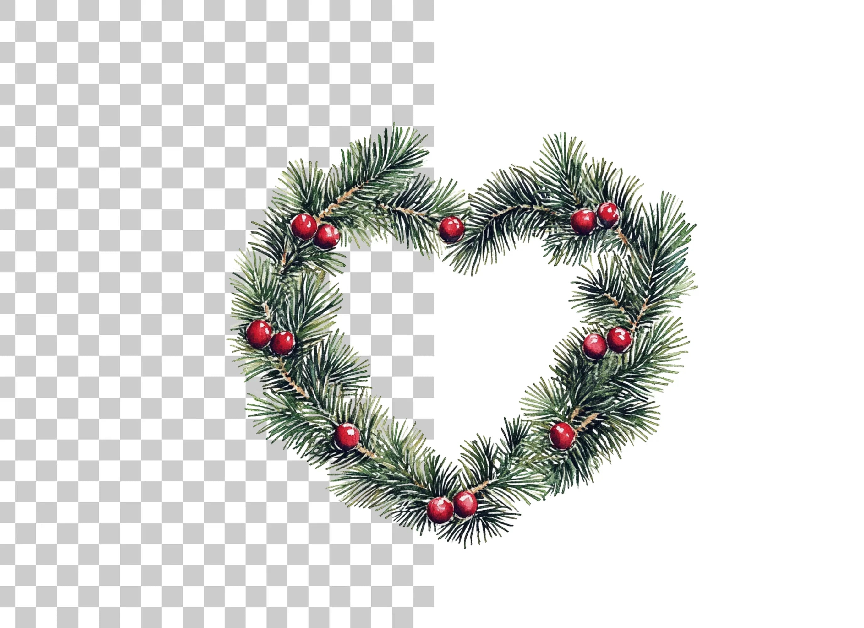 Heart Shaped Christmas Wreath Clipart Bundle