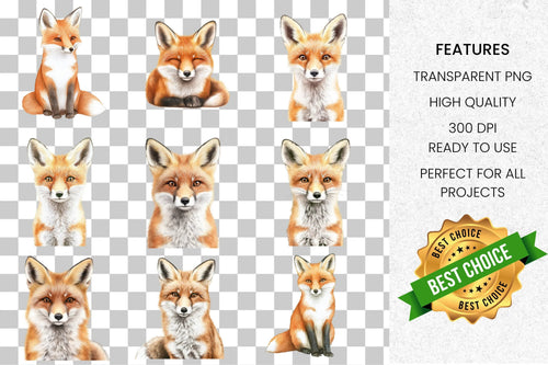 Adorable Fox Clipart Bundle
