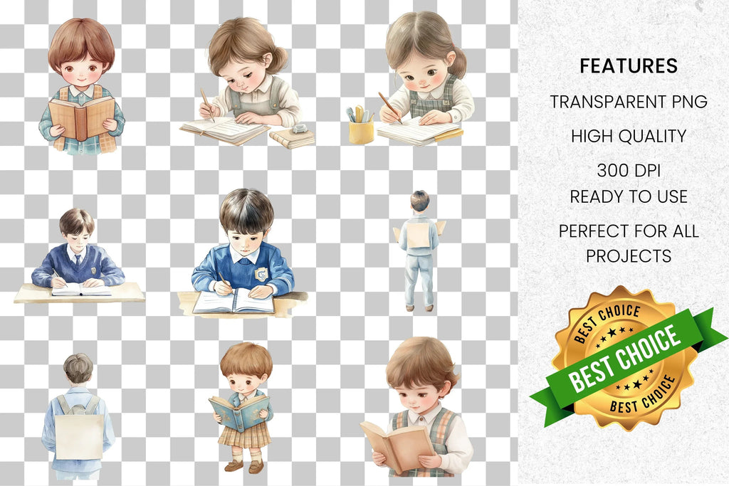 Cute Girls on Rainbow Clipart Bundle